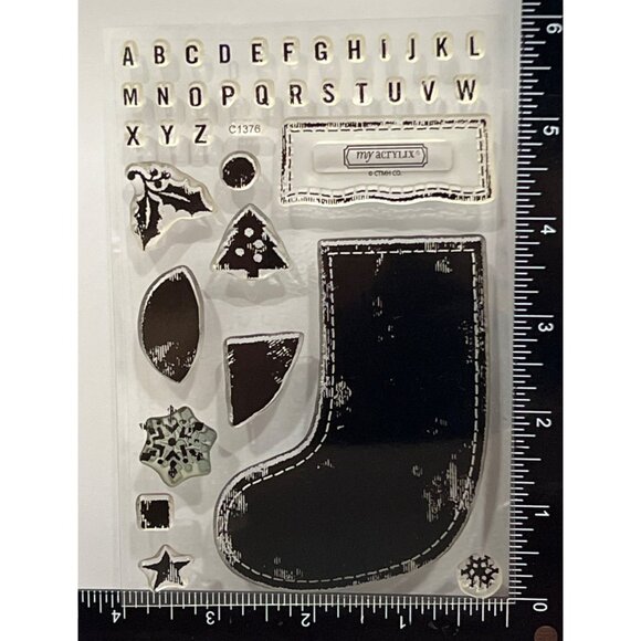 My Acrylix Winter Stocking Style C1376 Decorative Stamp Set - Picture 3 of 4